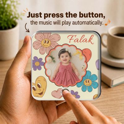 Personalised Birthday Gift for Baby Girl Customized Musical Fridge Magnet with Photo and Song  Audio Message Gift Rechargeable Sound Magnet